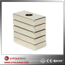 Fancy Magnet Neodymium Cube/N45 NdFeB Magnet Block F20x10x20mm Hole:10mm /Cheap Magnet Neodymium Cube China